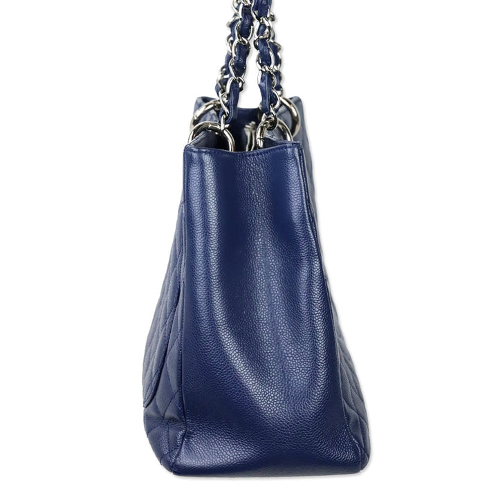 Chanel Blue Caviar Quilted Grand Shopping Tote