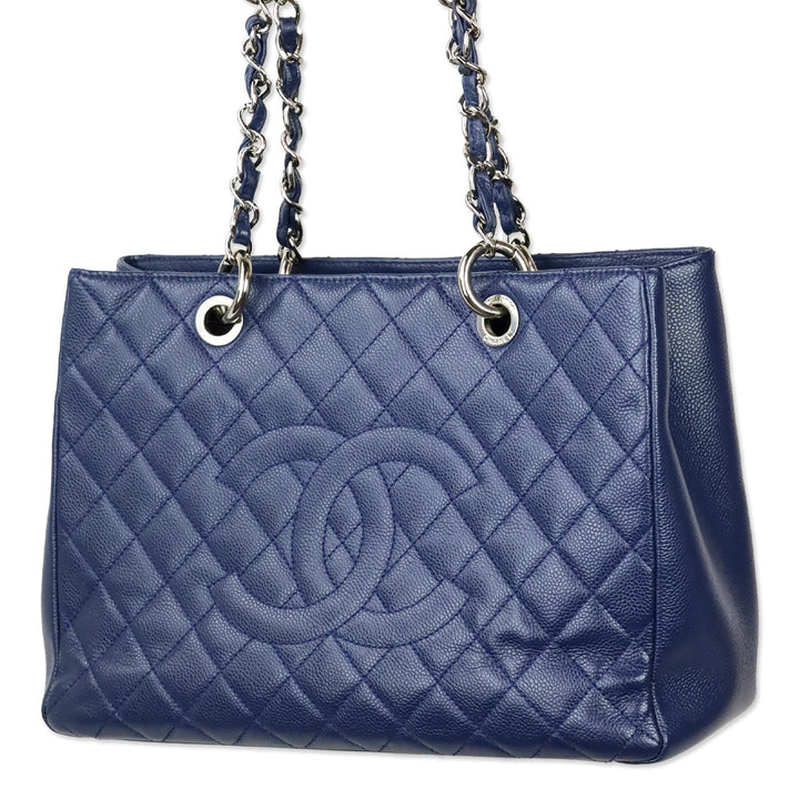 Chanel Blue Caviar Quilted Grand Shopping Tote