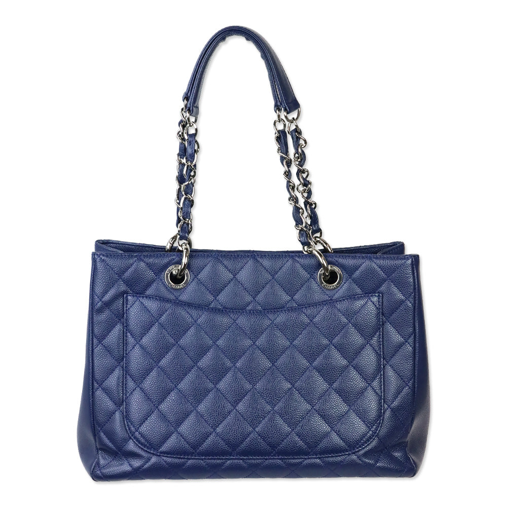Chanel Blue Caviar Quilted Grand Shopping Tote