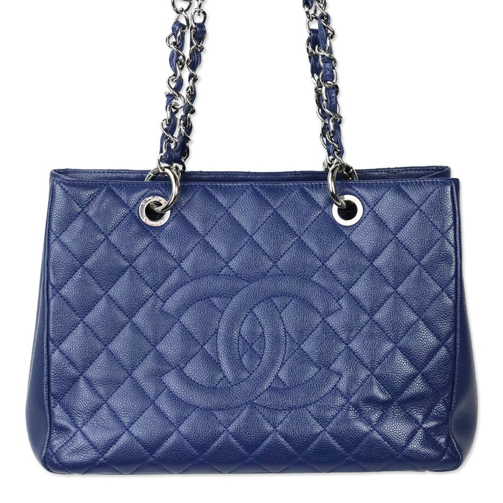 Chanel Blue Caviar Quilted Grand Shopping Tote