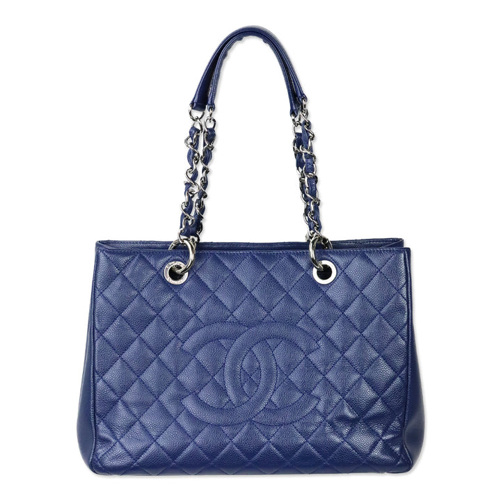 Chanel Blue Caviar Quilted Grand Shopping Tote