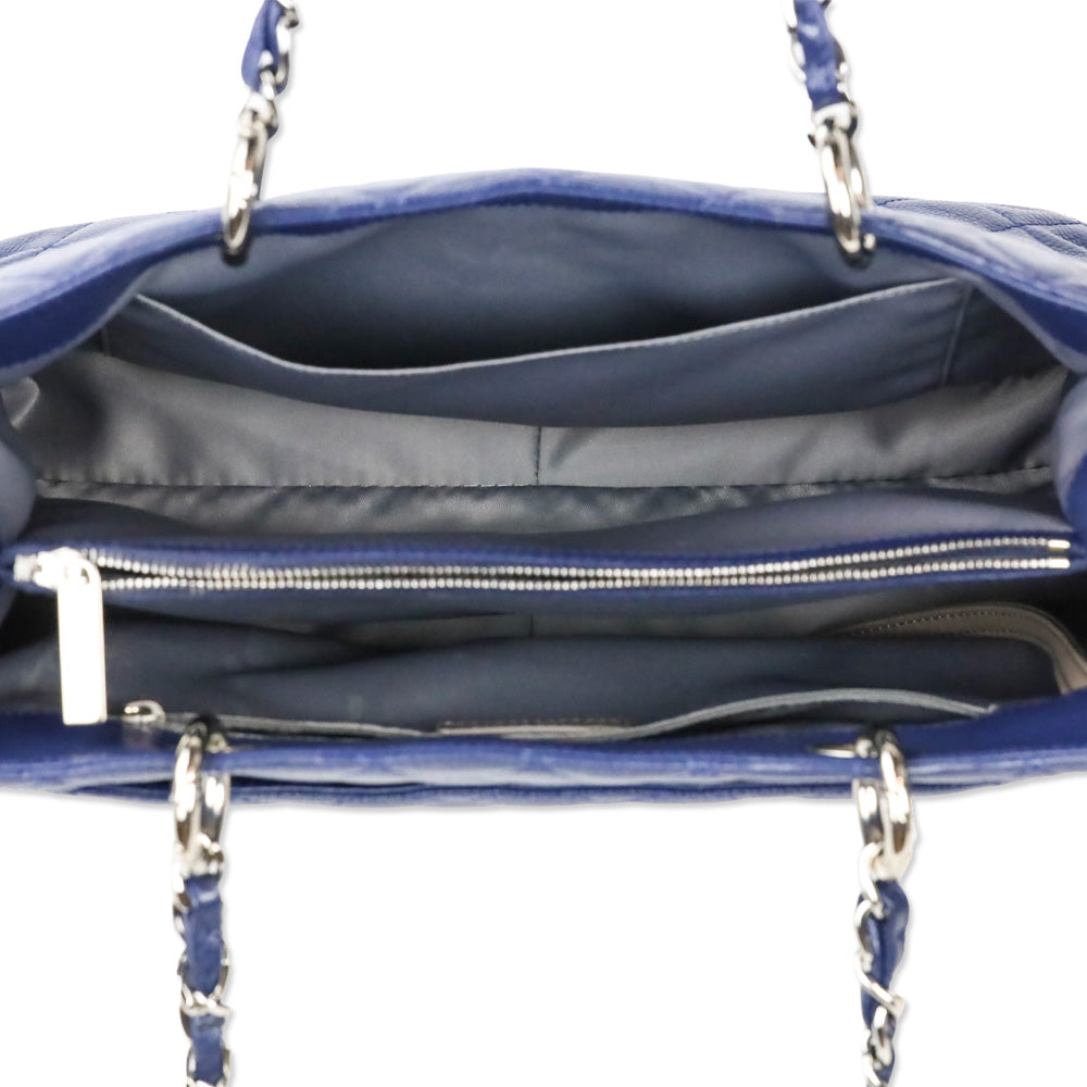 Chanel Blue Caviar Quilted Grand Shopping Tote