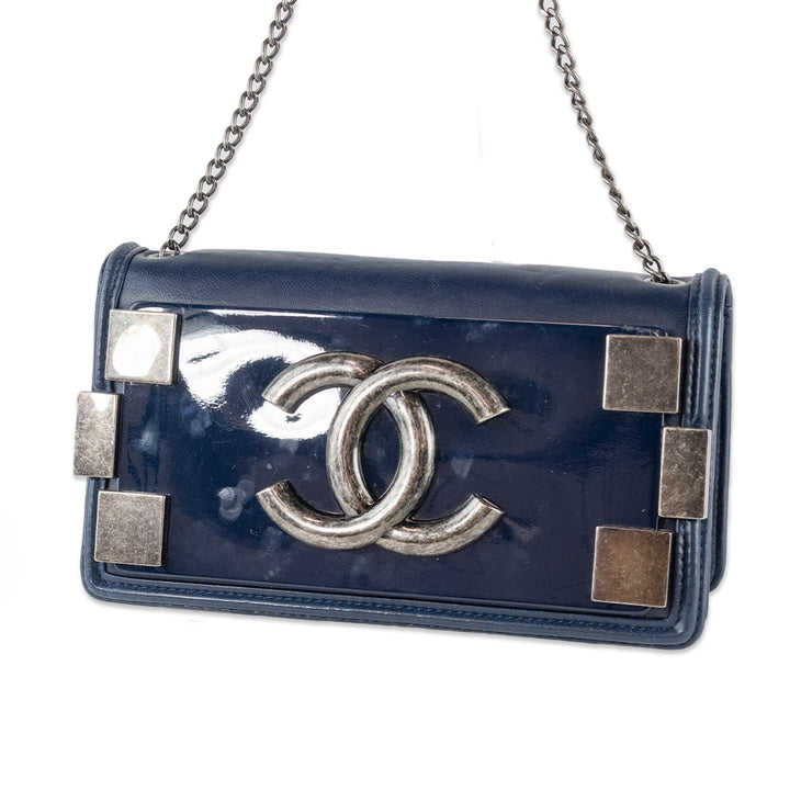 Chanel Blue Lambskin and Plexiglass Boy Lego Brick Ruthenium Hardware