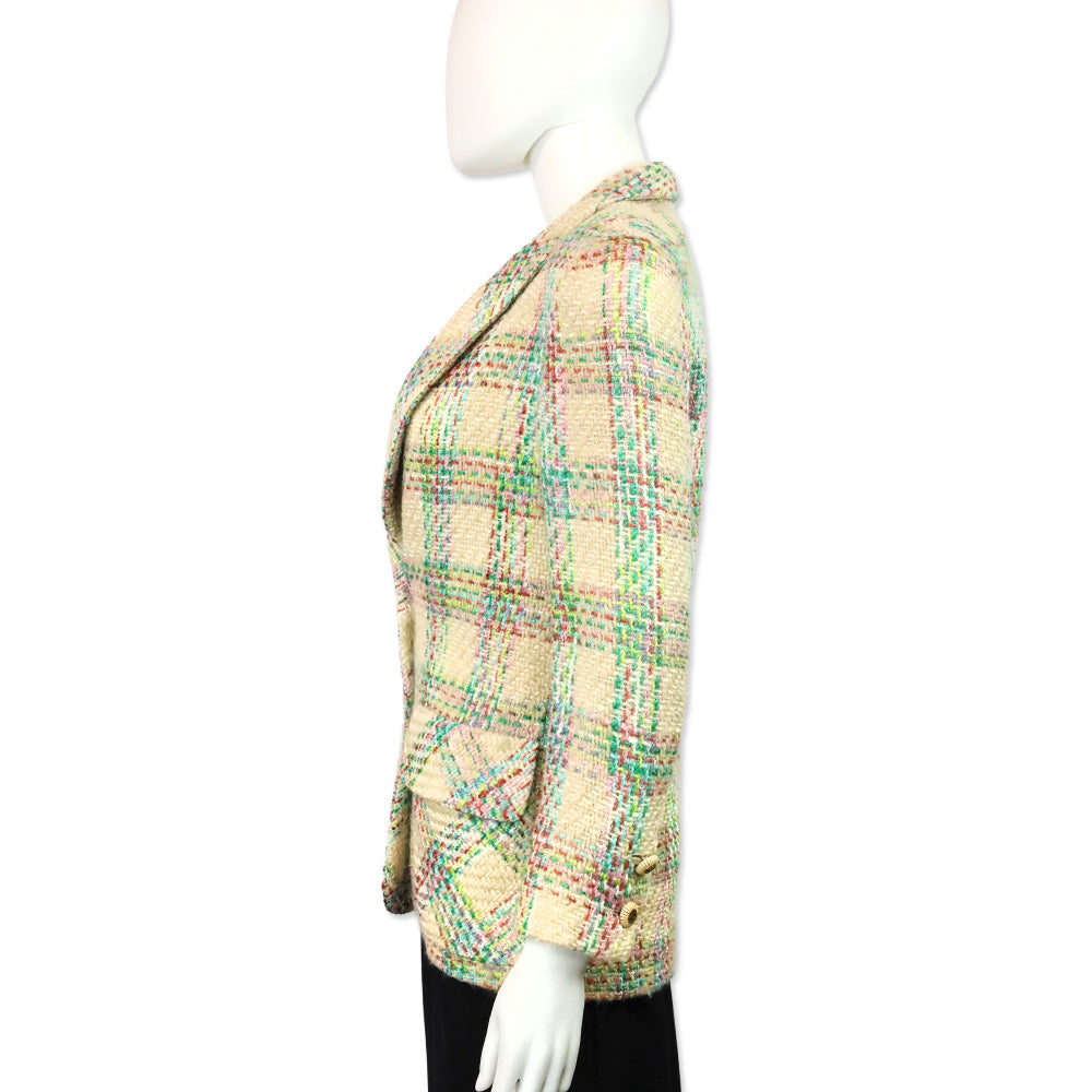 Chanel Boutique 1993 Cream Multi Wool/Acrylic Tweed Blazer