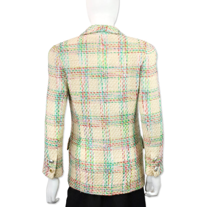 Chanel Boutique 1993 Cream Multi Wool/Acrylic Tweed Blazer