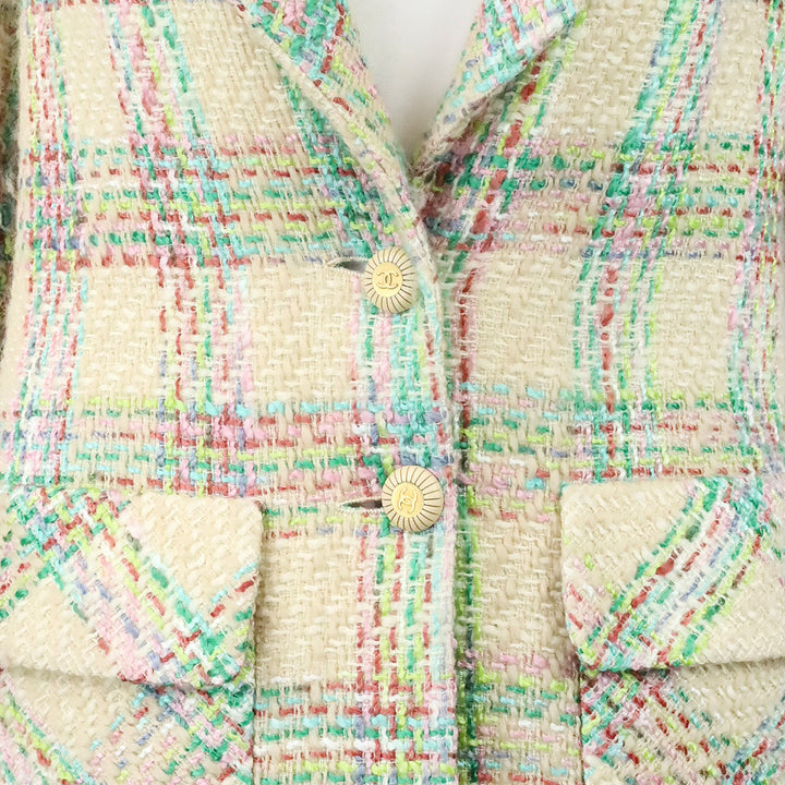 Chanel Boutique 1993 Cream Multi Wool/Acrylic Tweed Blazer