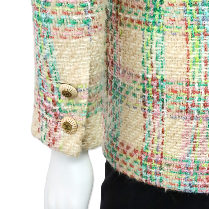 Chanel Boutique 1993 Cream Multi Wool/Acrylic Tweed Blazer