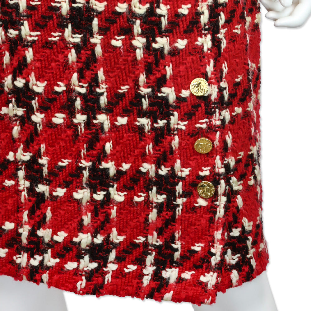 Chanel Boutique Red/Black/White Tweed Skirt