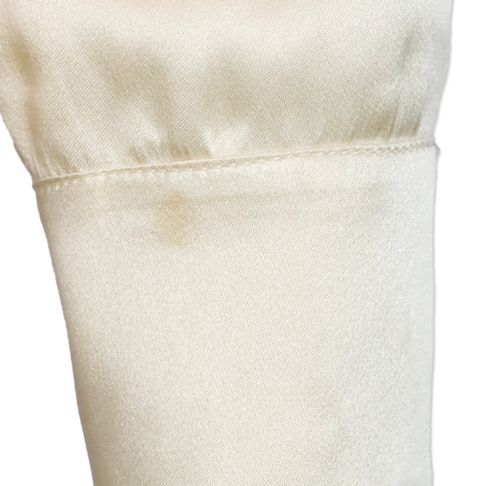 Chanel Boutique (91) Cream Silk Tie-Neck Button Up Blouse