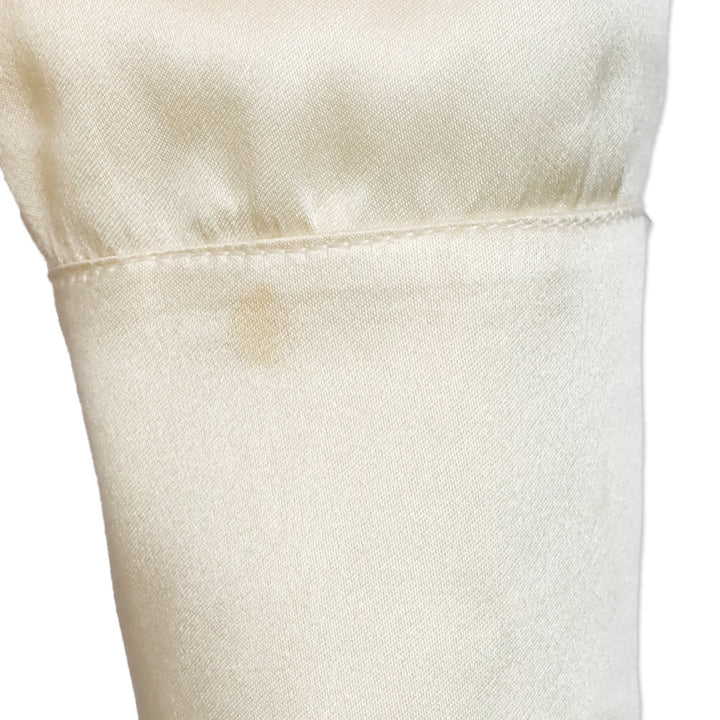 Chanel Boutique (91) Cream Silk Tie-Neck Button Up Blouse