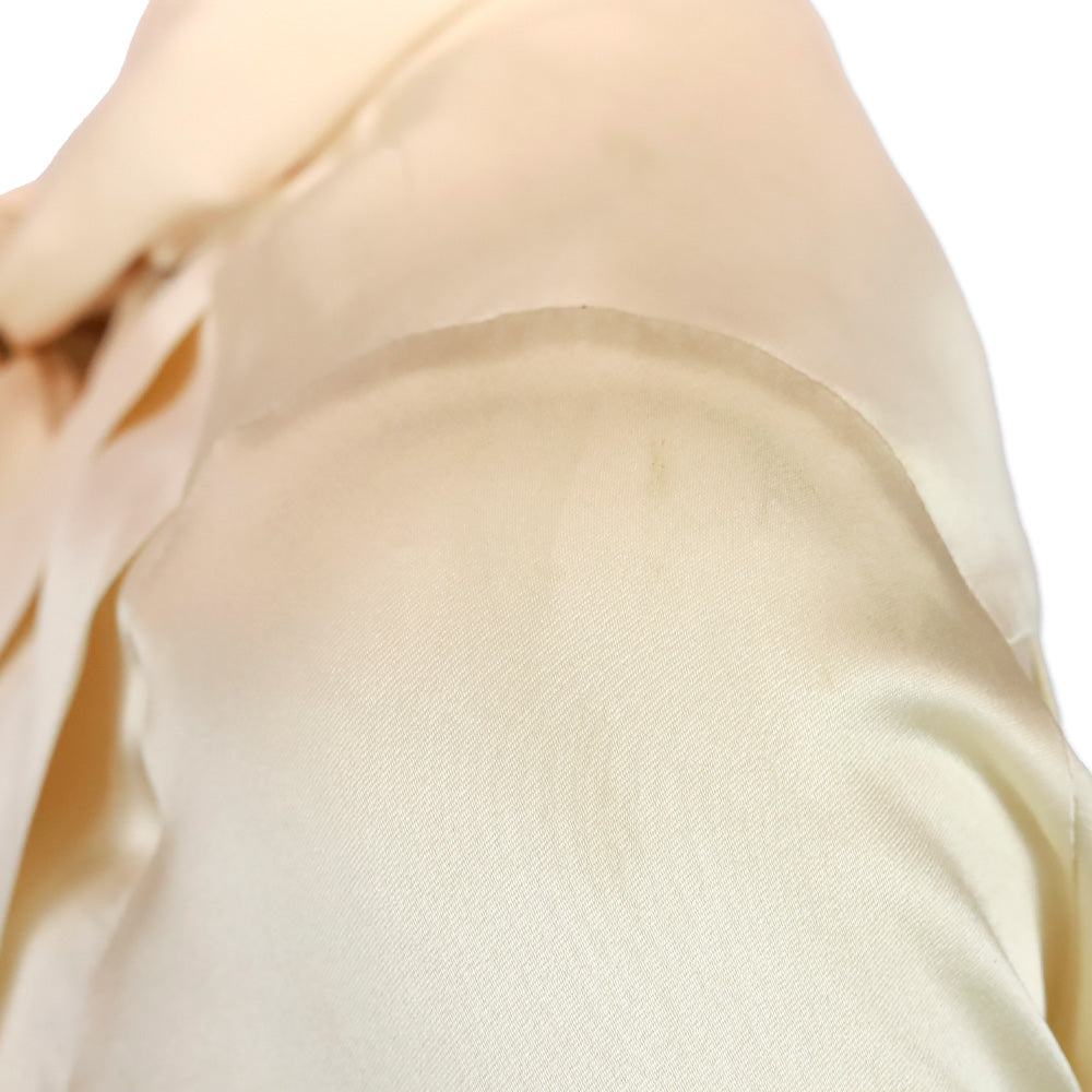 Chanel Boutique (91) Cream Silk Tie-Neck Button Up Blouse