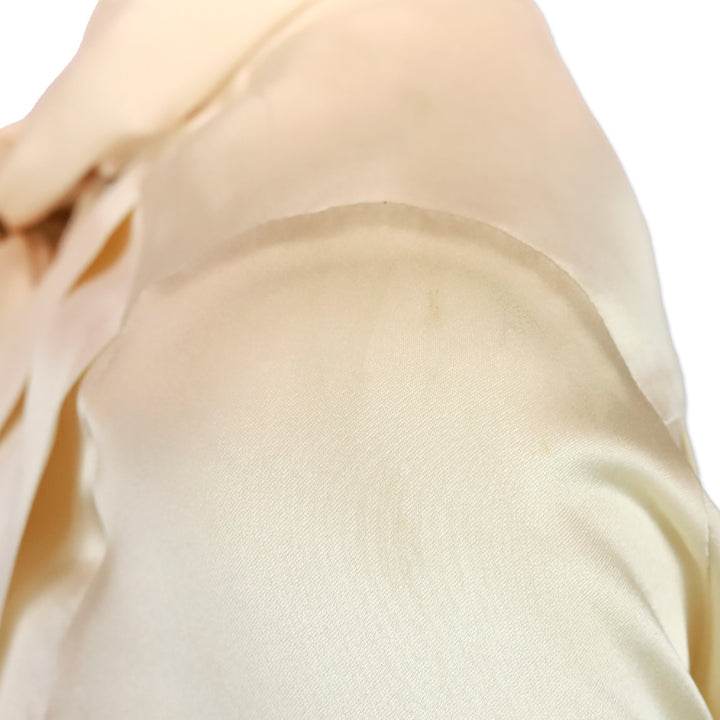 Chanel Boutique (91) Cream Silk Tie-Neck Button Up Blouse