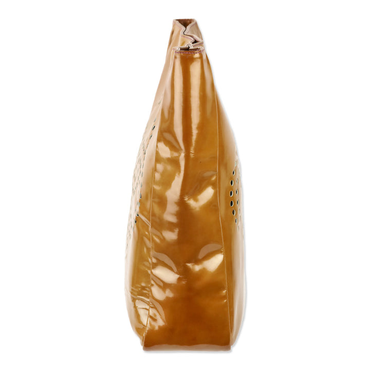 Chanel Bronze Perforated CC Logo Patent Leather Large Tote