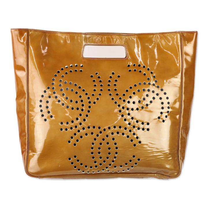 Chanel Bronze Perforated CC Logo Patent Leather Large Tote