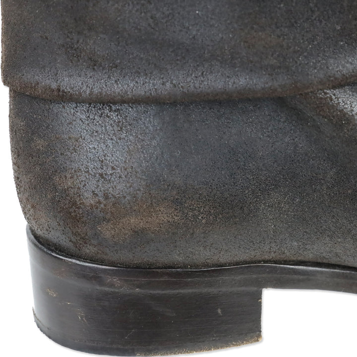Chanel Brown Distressed Leather Fold-Over Ankle Boots