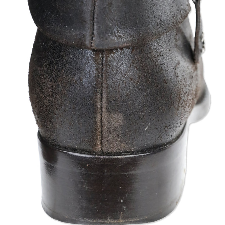 Chanel Brown Distressed Leather Fold-Over Ankle Boots