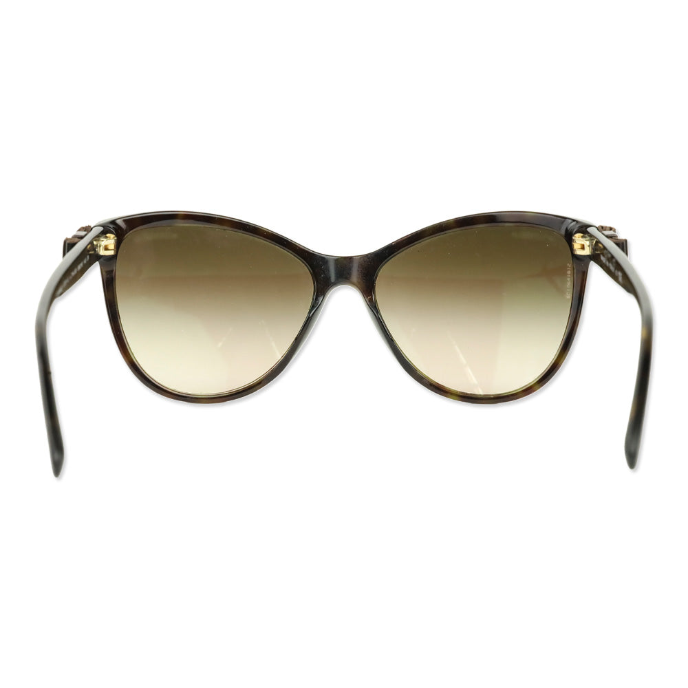 Chanel Brown Havana Leather Bow Cat-Eye Sunglasses