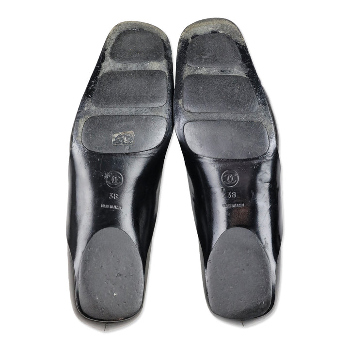 Chanel Brown Leather CC Accent Square Toe Flats