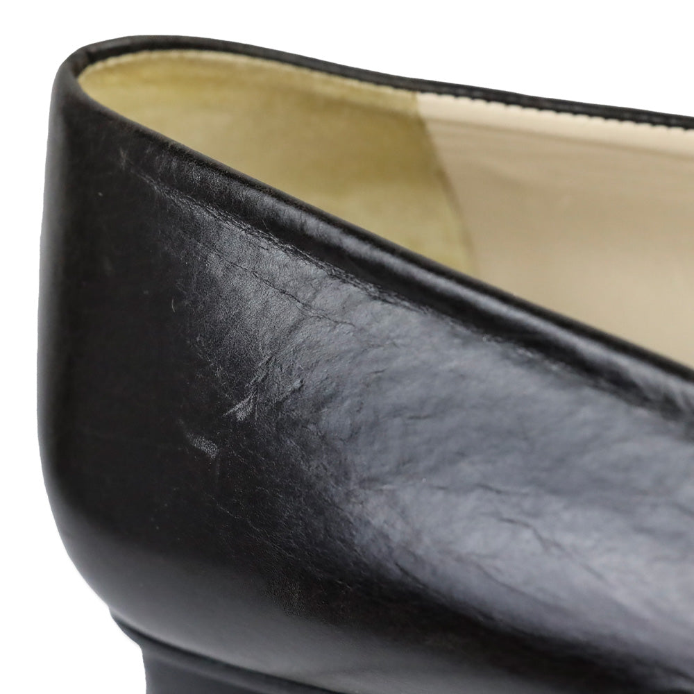 Chanel Brown Leather CC Accent Square Toe Flats