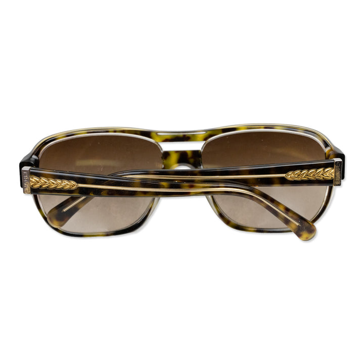 Chanel Brown Tortoiseshell Acetate Square Aviator Sunglasses