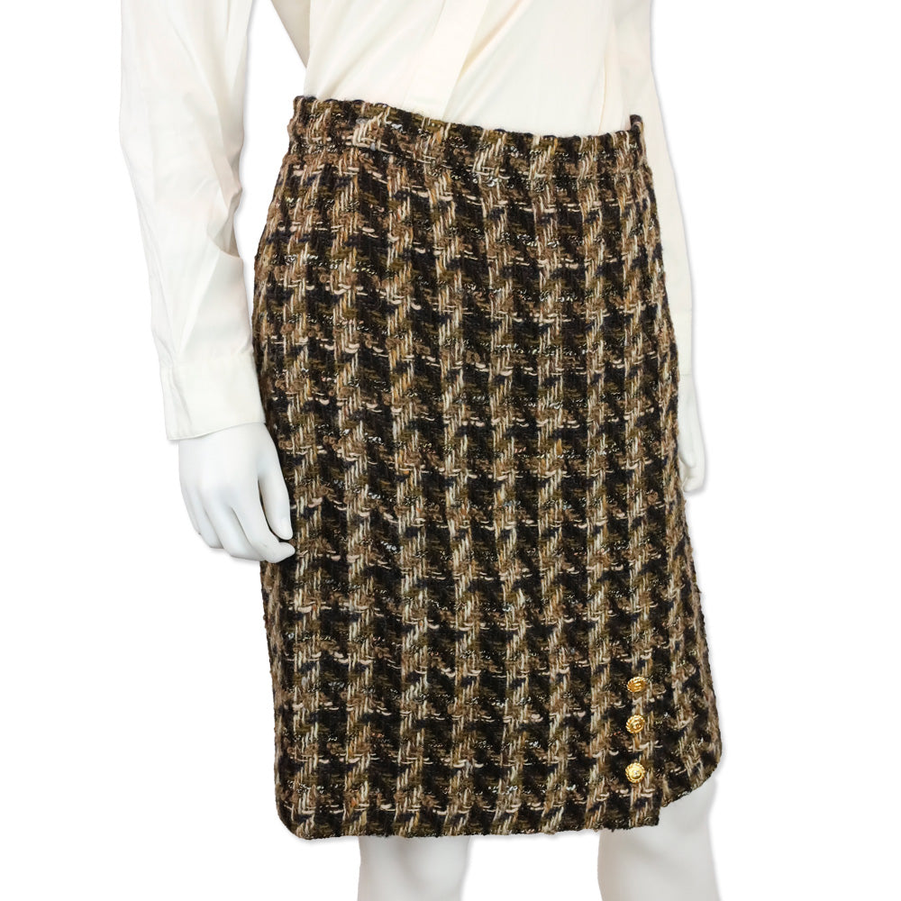Chanel Brown Tweed Midi Skirt