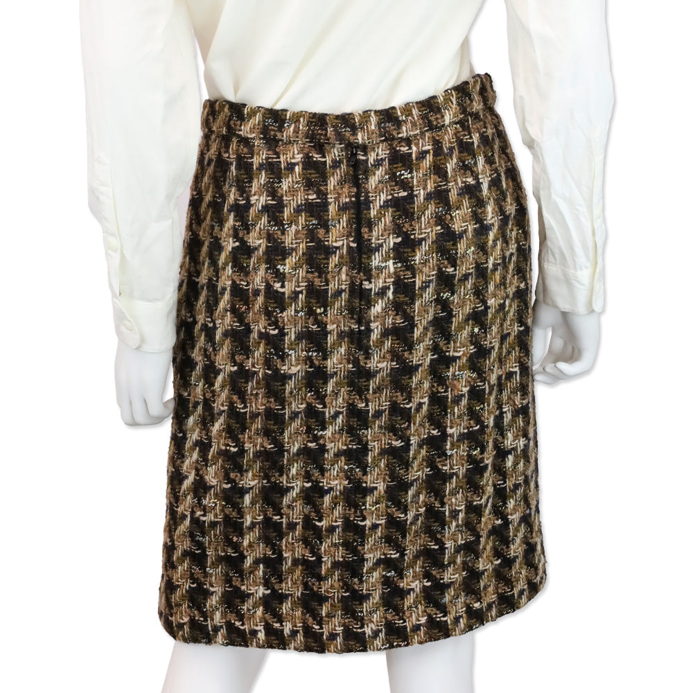 Chanel Brown Tweed Midi Skirt