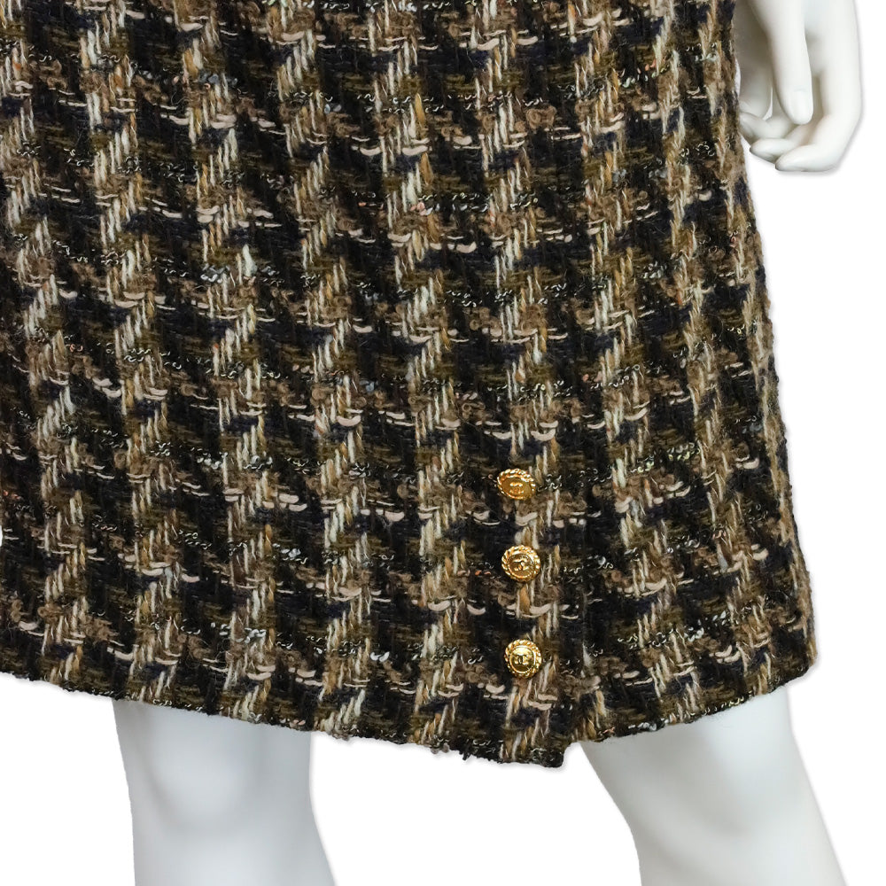 Chanel Brown Tweed Midi Skirt