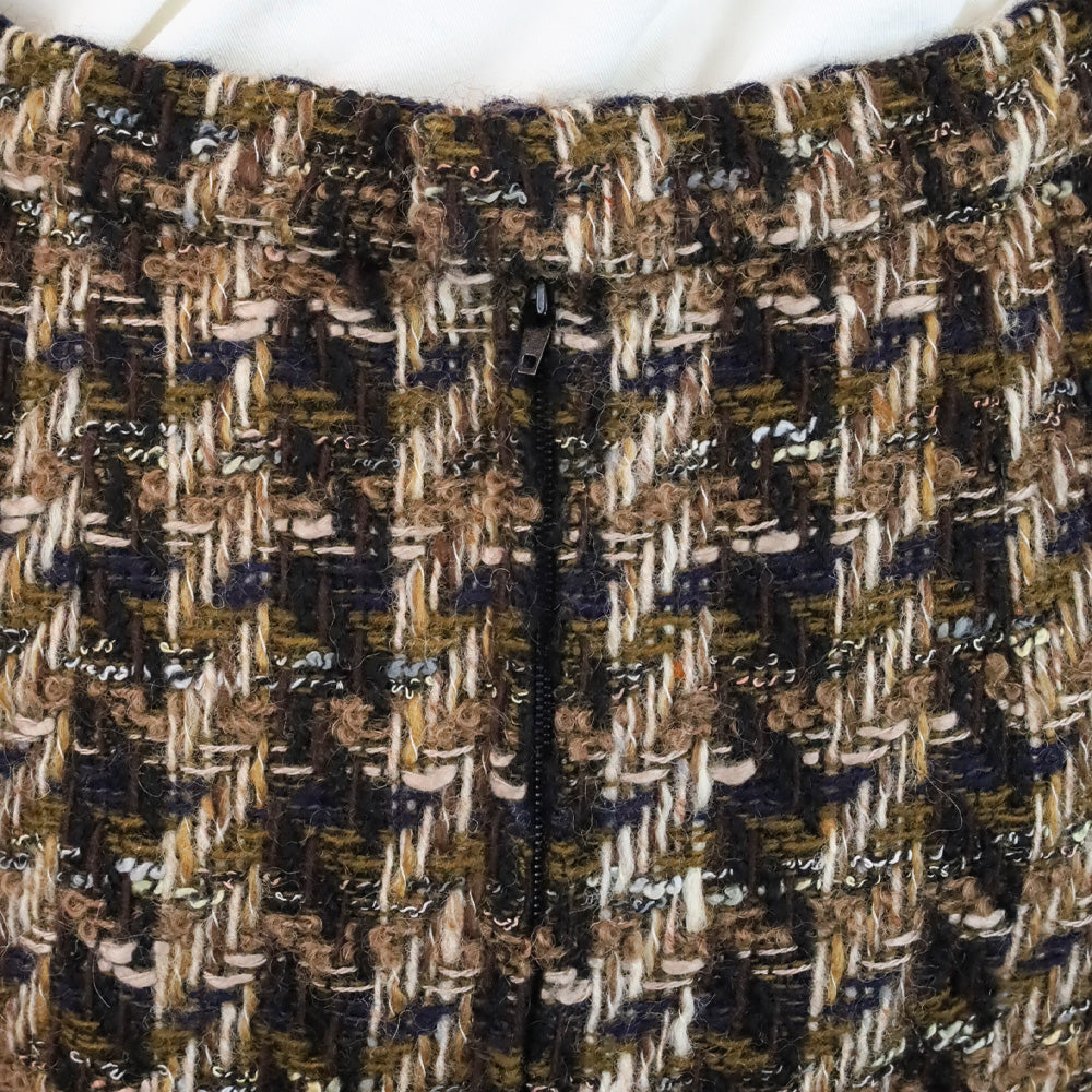 Chanel Brown Tweed Midi Skirt