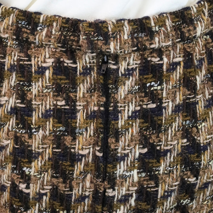 Chanel Brown Tweed Midi Skirt