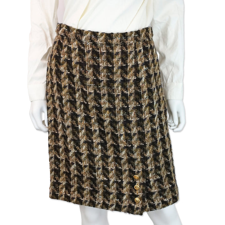 Chanel Brown Tweed Midi Skirt