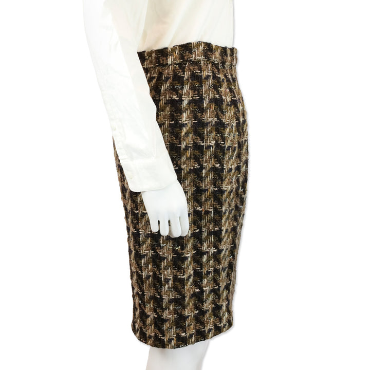 Chanel Brown Tweed Midi Skirt