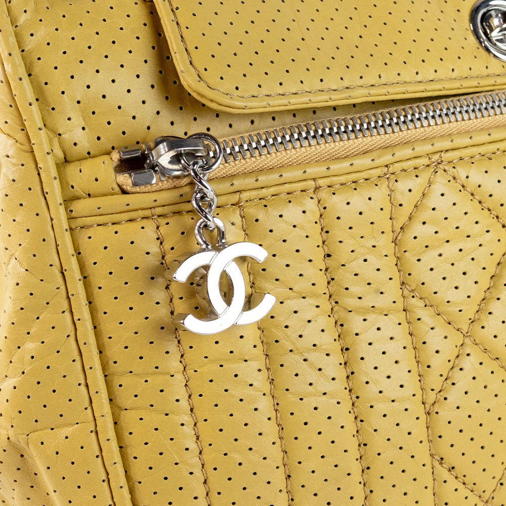 Chanel Calfskin Perforated 50's Satchel Yellow