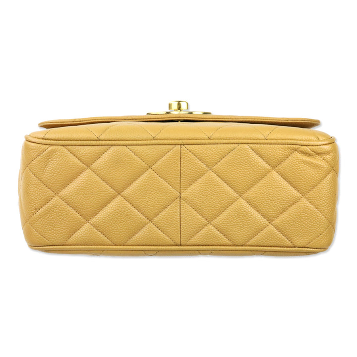Chanel Caviar Gold Beige Quilted Vintage Square Classic Flap Bag