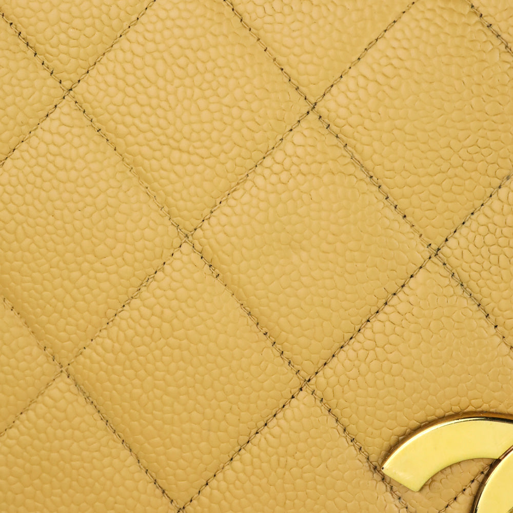 Chanel Caviar Gold Beige Quilted Vintage Square Classic Flap Bag