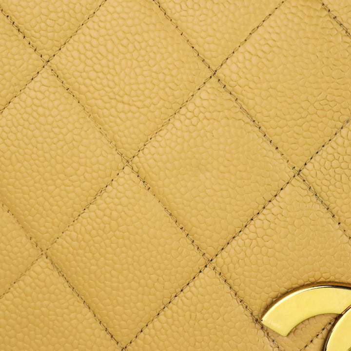 Chanel Caviar Gold Beige Quilted Vintage Square Classic Flap Bag