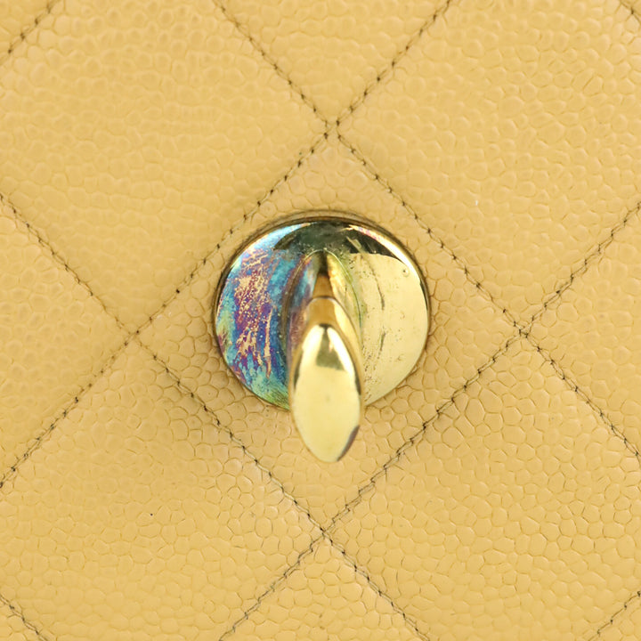 Chanel Caviar Gold Beige Quilted Vintage Square Classic Flap Bag