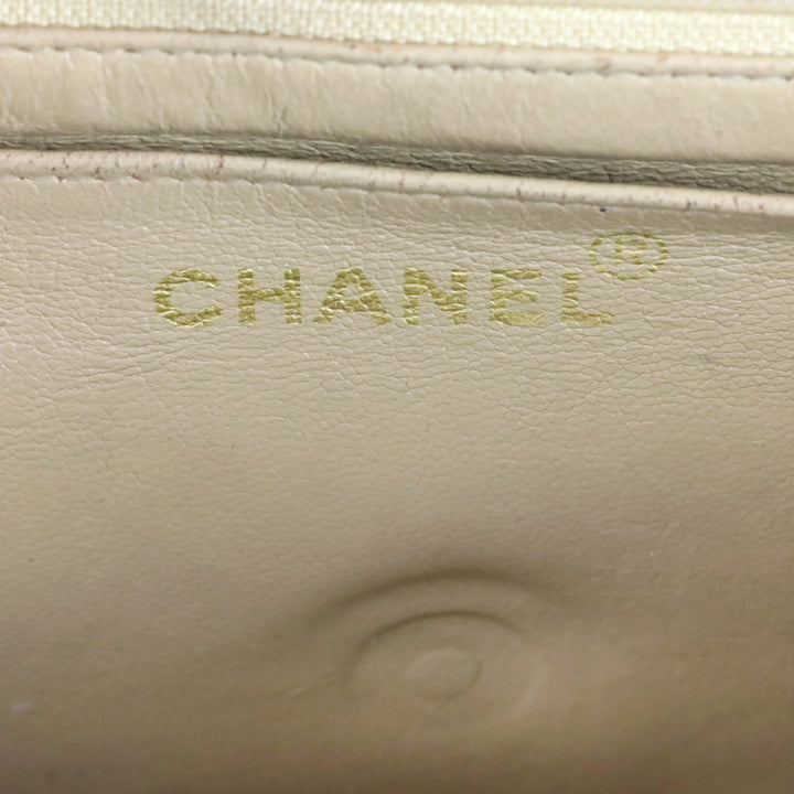 Chanel Caviar Gold Beige Quilted Vintage Square Classic Flap Bag
