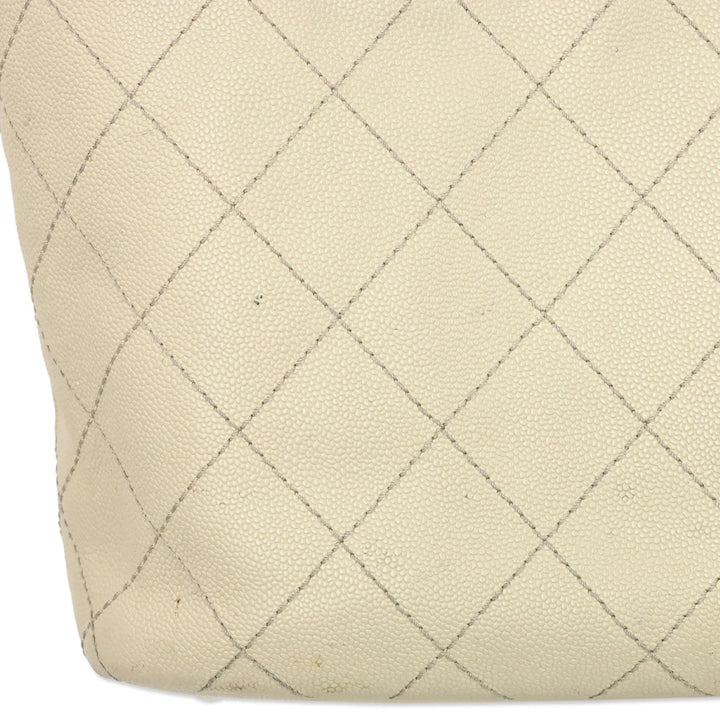 Chanel Cream Quilted Caviar Leather Fever Tote