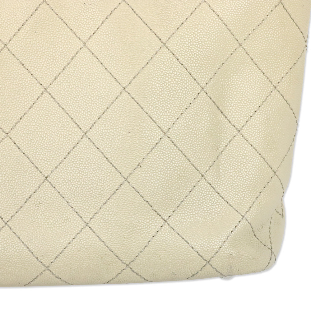Chanel Cream Quilted Caviar Leather Fever Tote