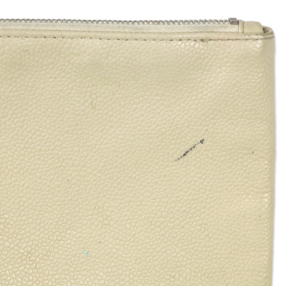 Chanel Cream Quilted Caviar Leather Fever Tote