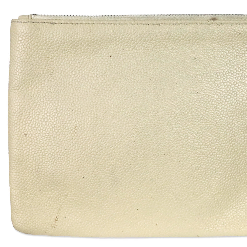 Chanel Cream Quilted Caviar Leather Fever Tote