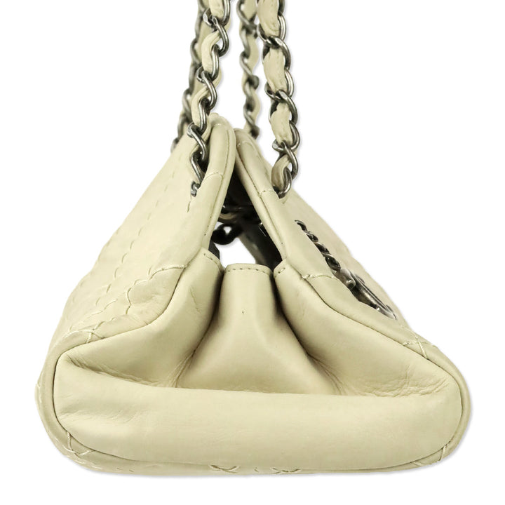 Chanel Cream Quilted Iridescent Leather Just Mademoiselle Small Bowling Bag