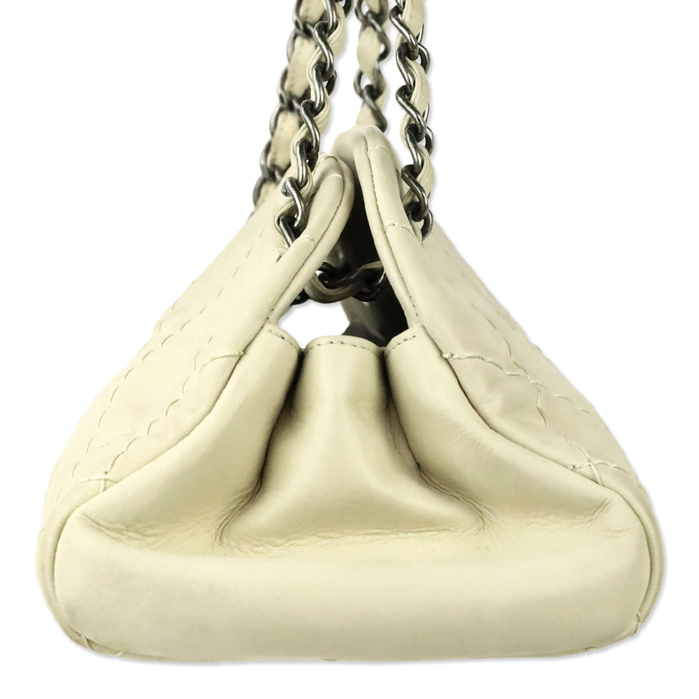 Chanel Cream Quilted Iridescent Leather Just Mademoiselle Small Bowling Bag