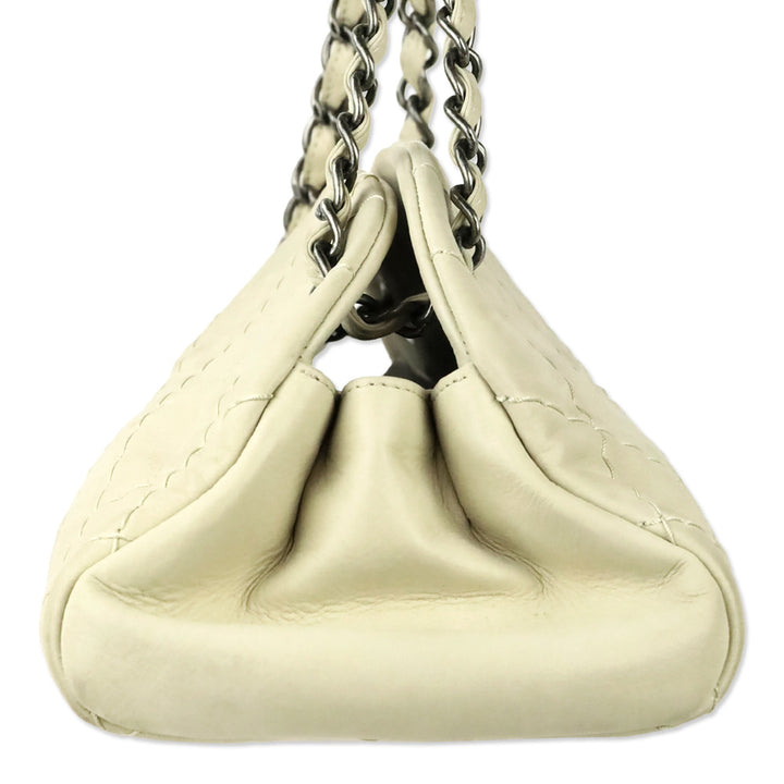 Chanel Cream Quilted Iridescent Leather Just Mademoiselle Small Bowling Bag