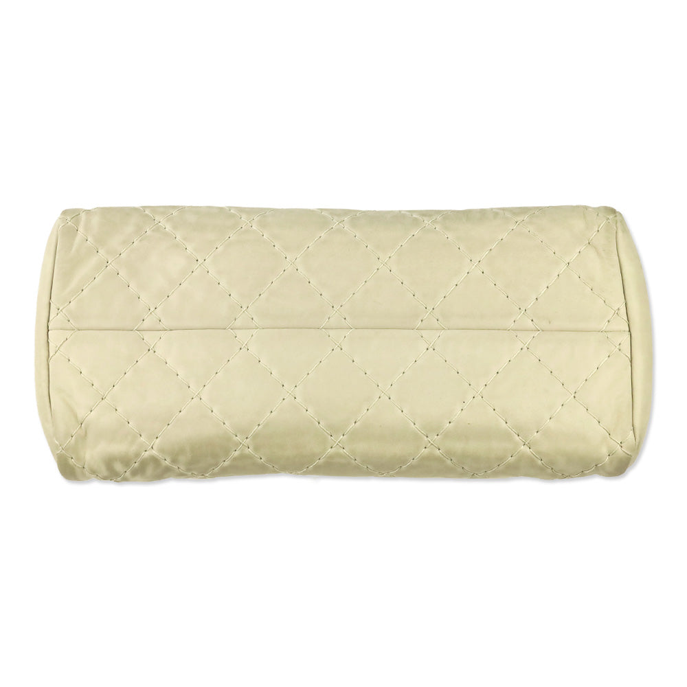 Chanel Cream Quilted Iridescent Leather Just Mademoiselle Small Bowling Bag