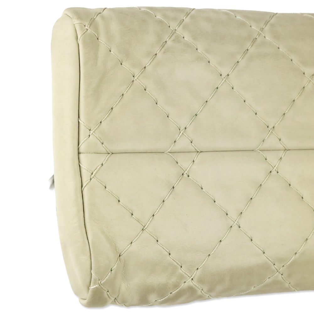 Chanel Cream Quilted Iridescent Leather Just Mademoiselle Small Bowling Bag