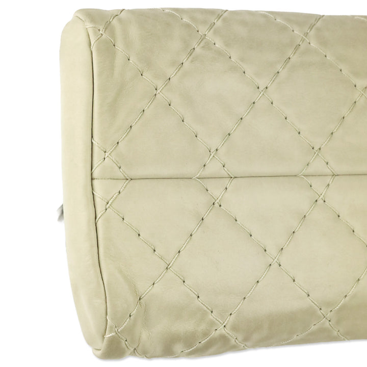 Chanel Cream Quilted Iridescent Leather Just Mademoiselle Small Bowling Bag