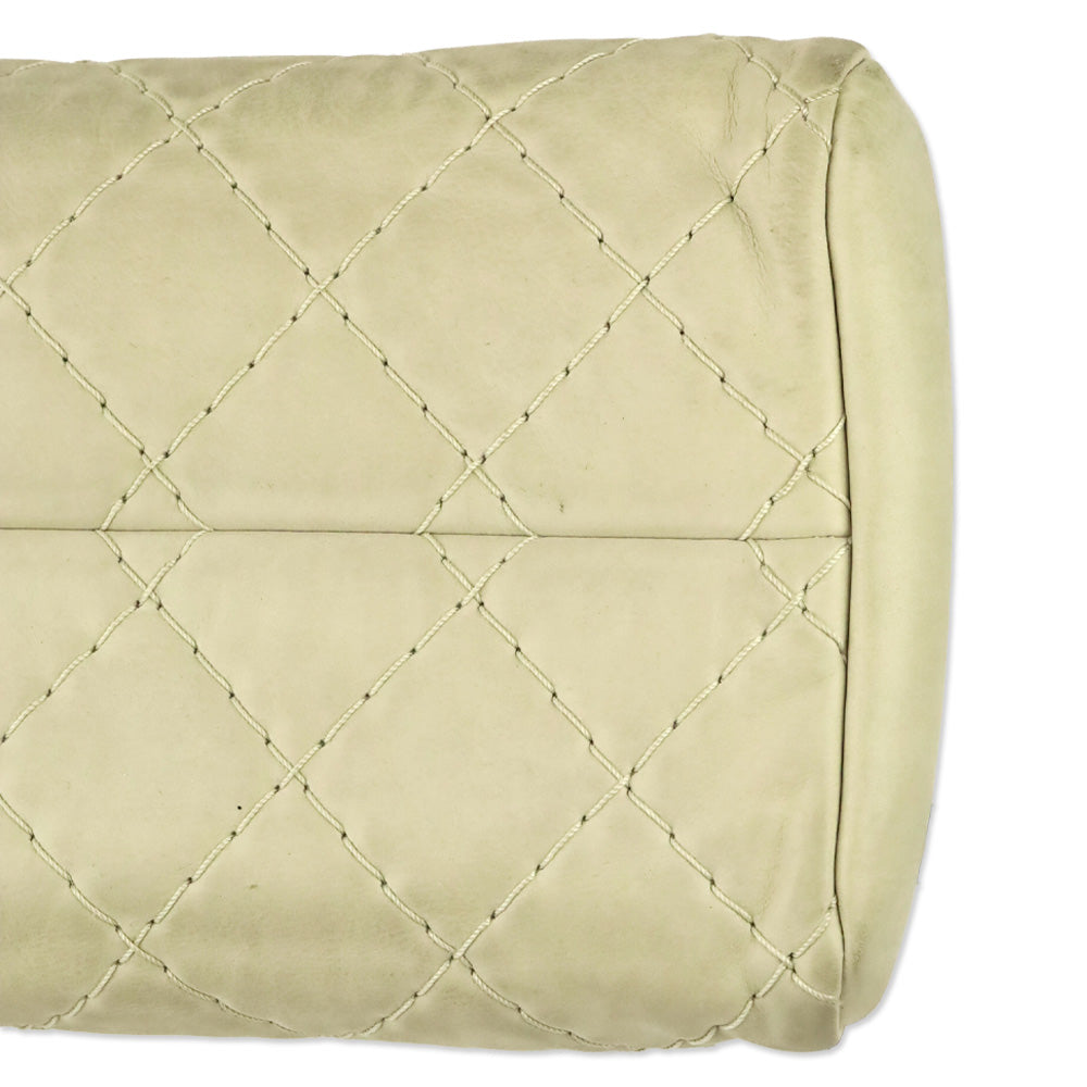 Chanel Cream Quilted Iridescent Leather Just Mademoiselle Small Bowling Bag