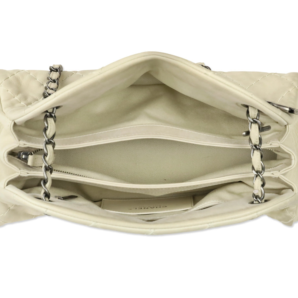 Chanel Cream Quilted Iridescent Leather Just Mademoiselle Small Bowling Bag