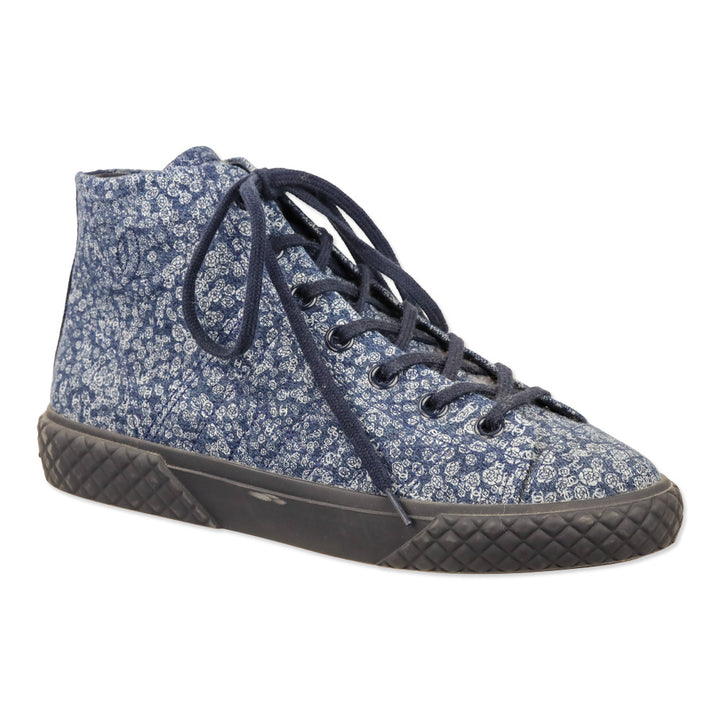 Chanel Dark Blue/Blue Printed Denim High-Top Sneaker
